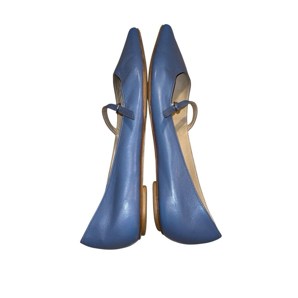 Stuart Weitzman Emilia Mary Jane Flats Blue Leather Ballet Pointed Toe 39 US 8.5 - Picture 7 of 9